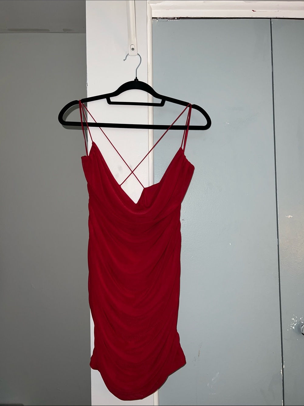 Garage Red Strappy Cowl Mini Dress